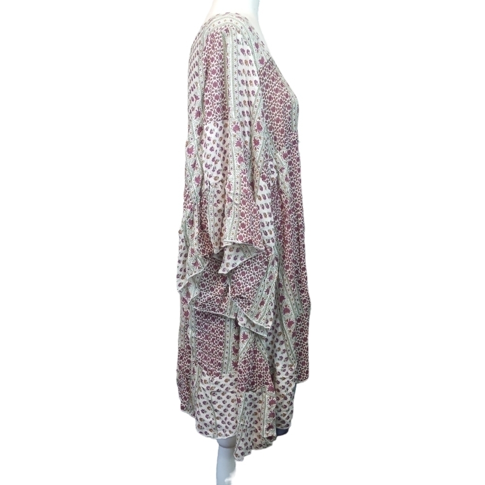 RAGA Boho Mixed Floral Print Babydoll Dress Bell Sleeve Prairiecore NWT Size Sm. - Picture 8 of 13